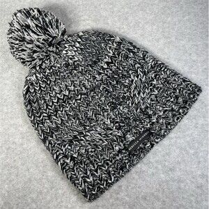 Rebecca Minkoff Beanie Hat Women OS Winter Marbled Pom Pom Knit Ski Outdoor Hike